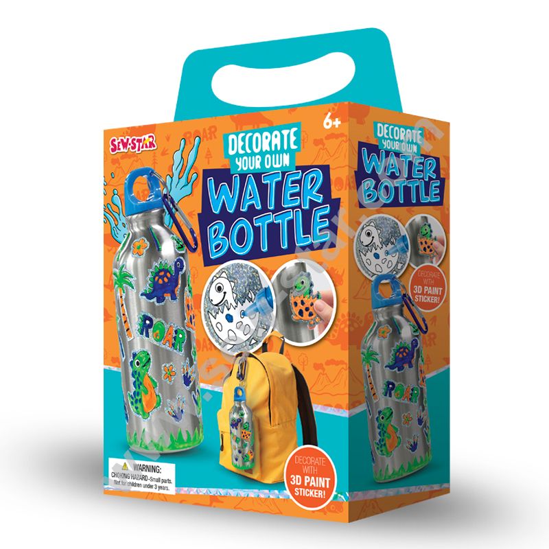 Decorate Your Own dinosaur Water Bottle Kit