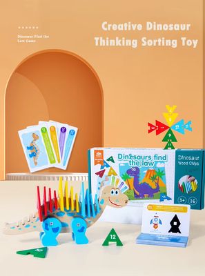 Wooden Dinosaur Find Rules Thinking Game Montessori Sorting Toys