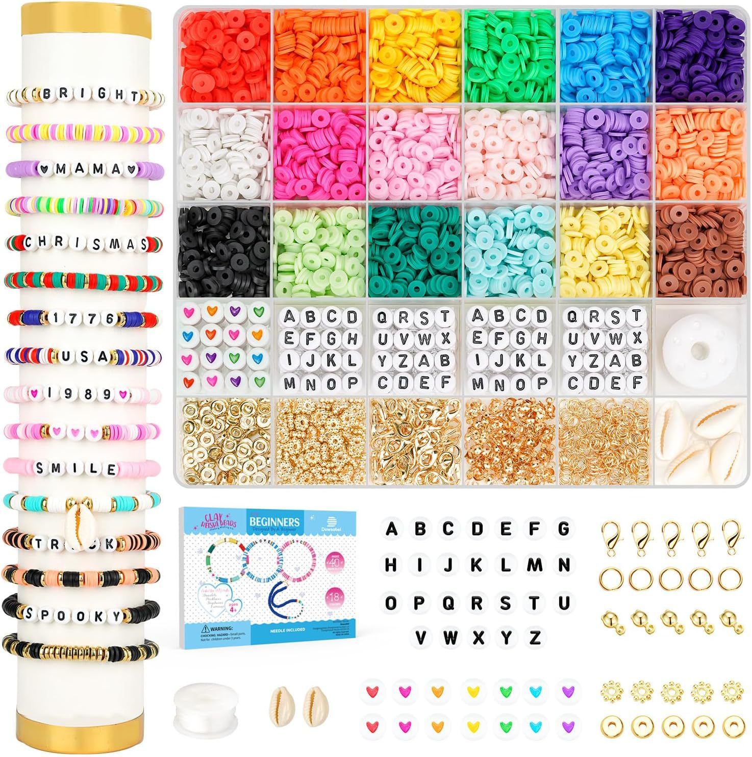 Clay Beads Bracelet Making with Letters &amp; Charms Kit