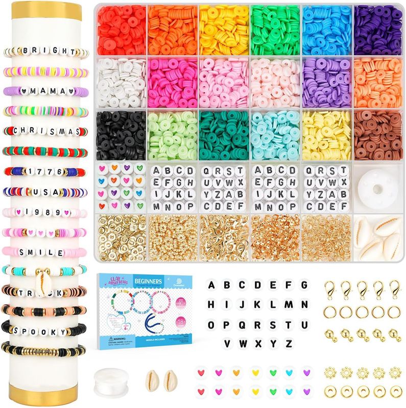 Clay Beads Bracelet Making with Letters &amp; Charms Kit