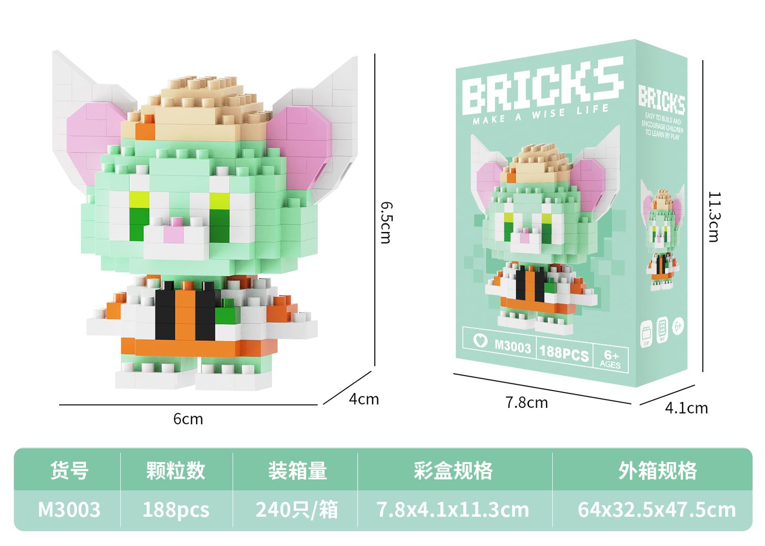 Mini Gerard Cat building blocks 188 PCS