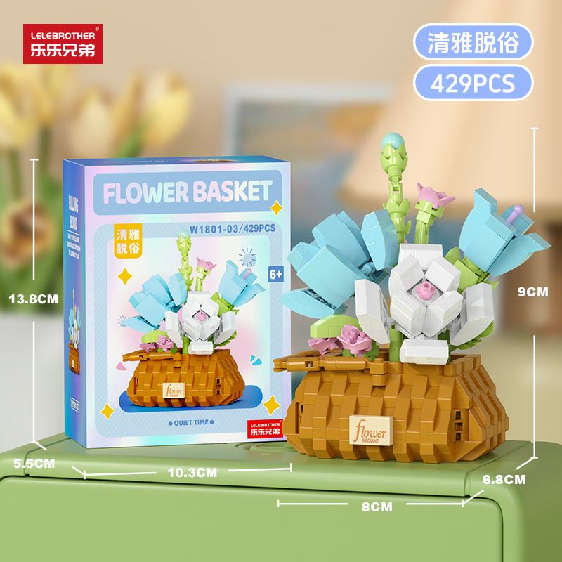 Blue &amp; White Tulips Basket 429PCS