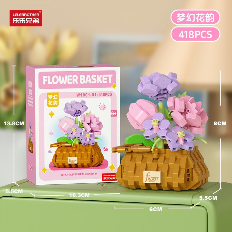Pink Peony Basket 418PCS