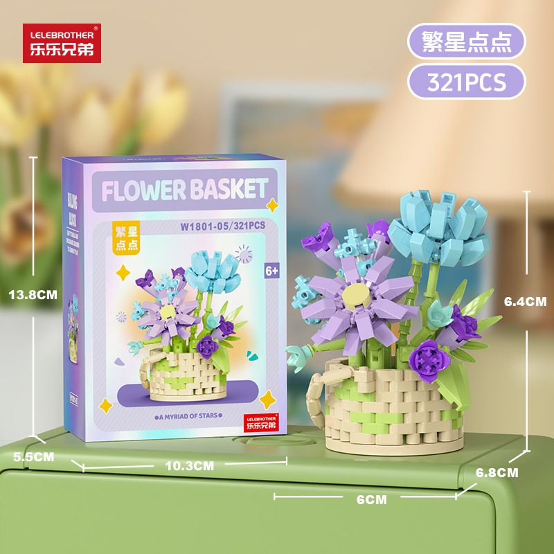 Purple &amp; Blue Mix Flower Basket 321PCS
