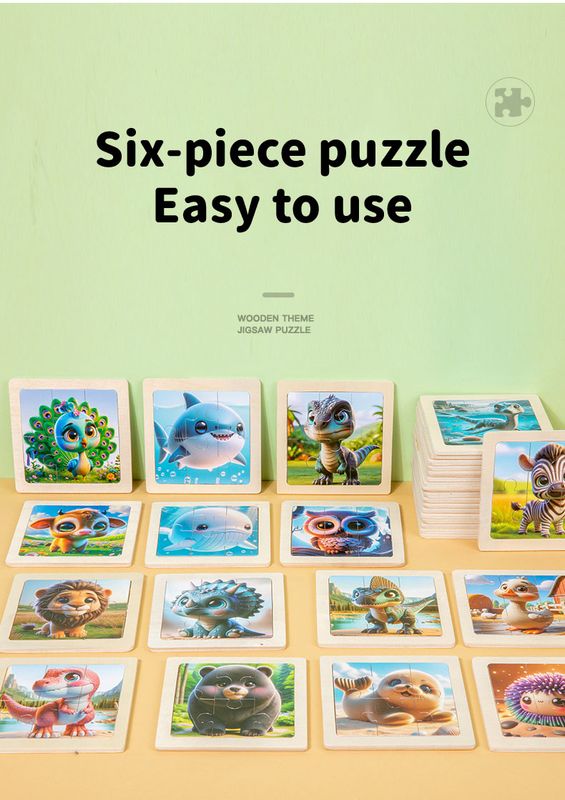 Wooden Educational (1)Puzzle – 6 Pieces assorted