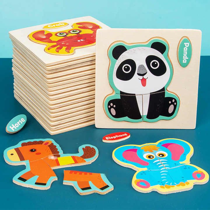 Wooden Educational Puzzle Set – Fun Shapes for Kids- assorted