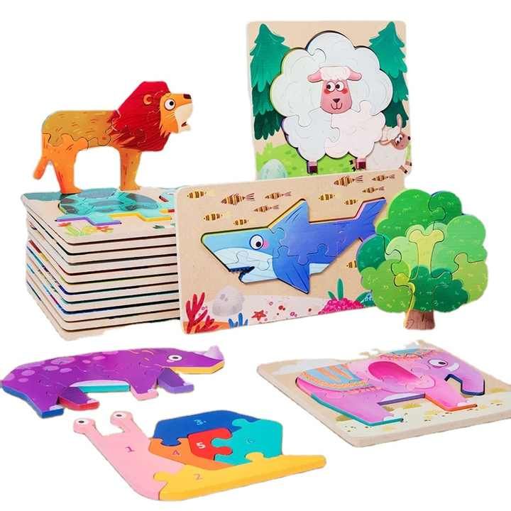 Fun Double-Sided Wooden Puzzles- assorted