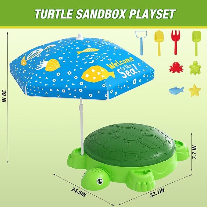 Turtle sand box with Sand and tools
