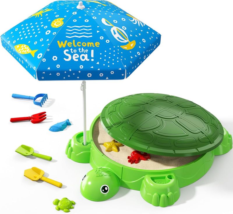 Turtle sand box with Sand and tools