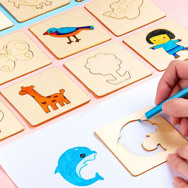 20PCS/SET Wooden Painting Template with Mini Markers
