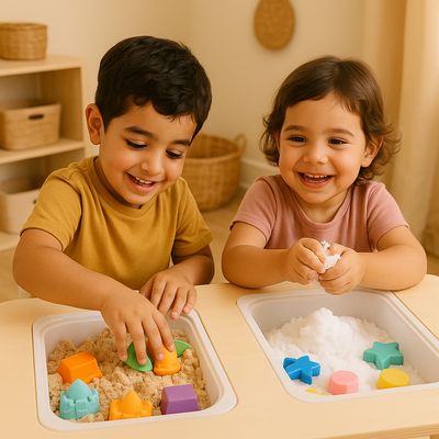 رمل وثلج للعب الحسي