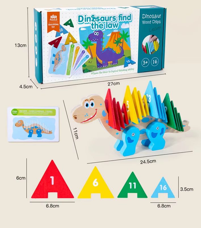 Wooden Dinosaur Find Rules Thinking Game Montessori Sorting Toys