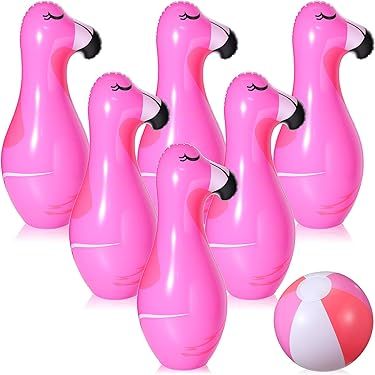 Flamingo inflatable bowling game set