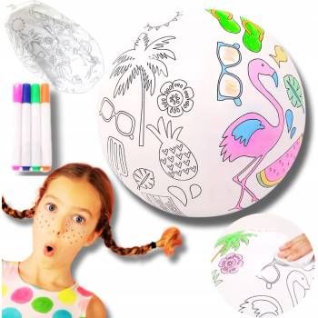 Coloring beach ball with 4 colors pens