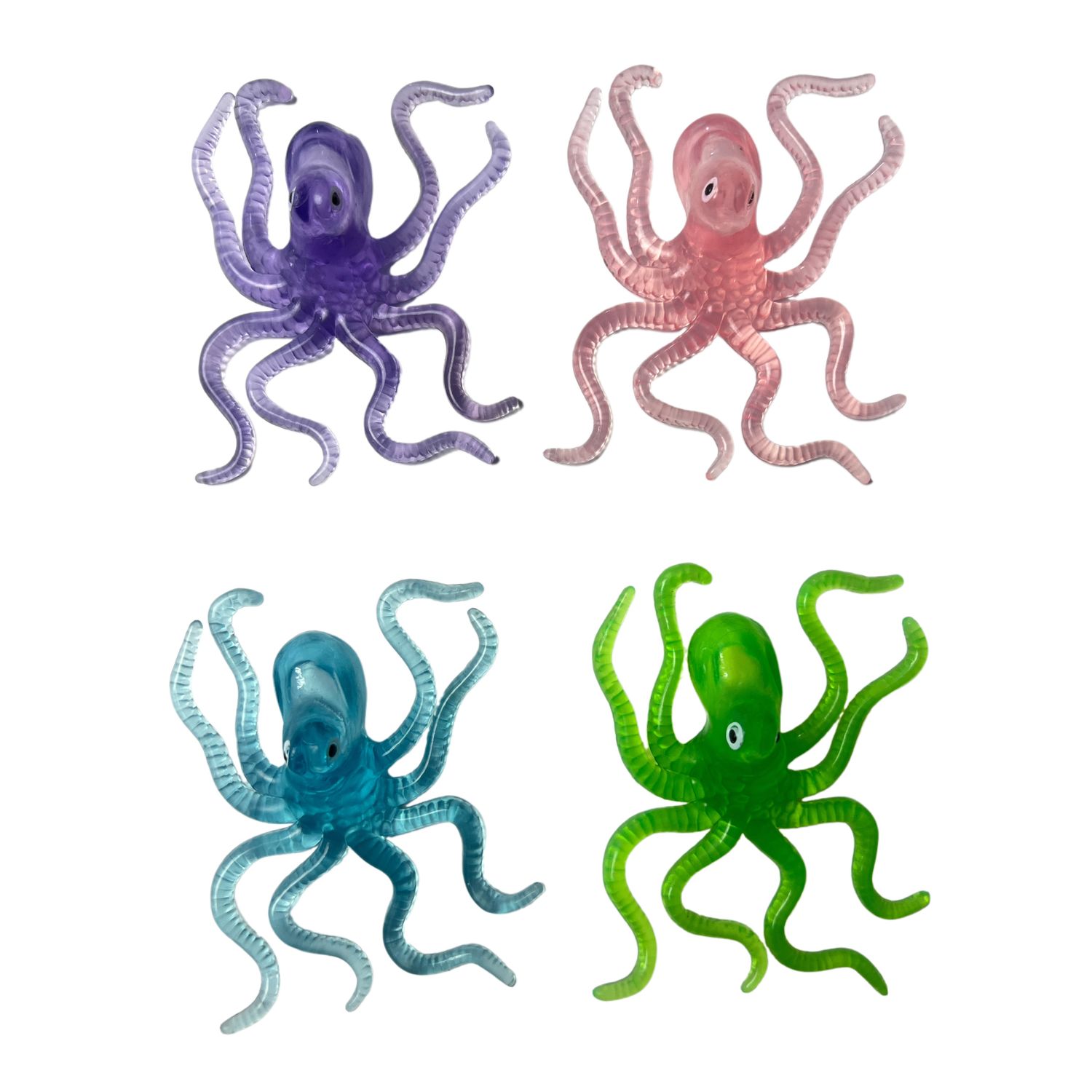 Transparent Octopus Figures – 4 Pieces