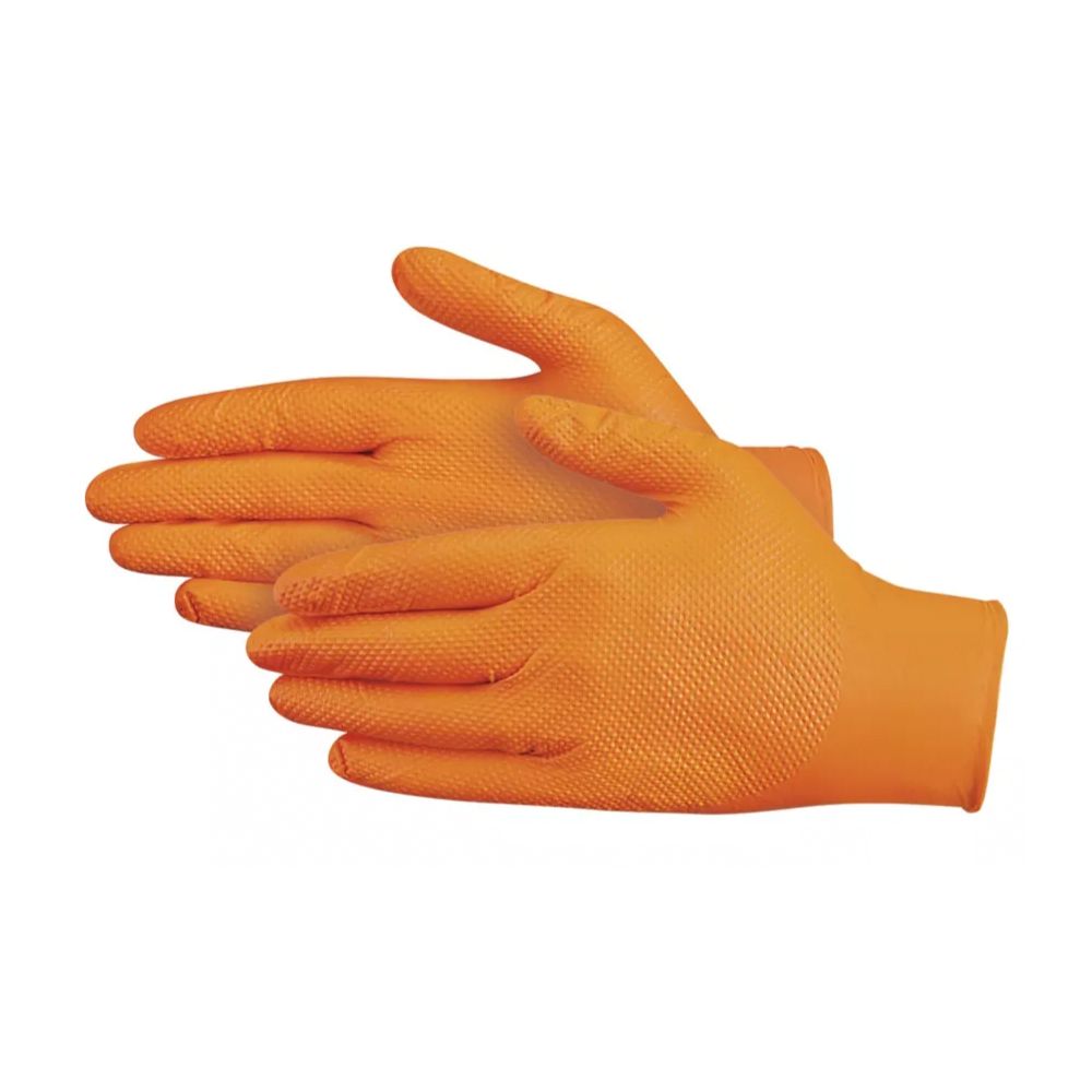 Small Orange 8mil Diamond Textured Powder Free Gloves