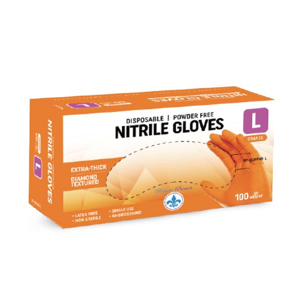 Royalty Premier Small Orange 8mil Diamond Textured Powder Free Gloves