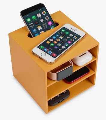 Handy-  Ladestation   und Aufbe- wahrungsbox  gelb