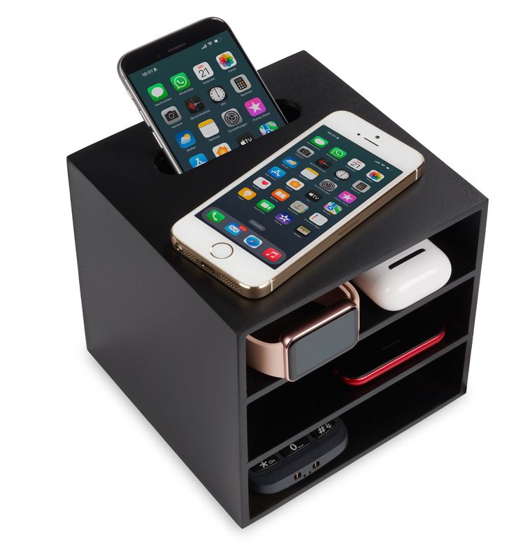 Handy-  Ladestation   und Aufbe- wahrungsbox  schwarz