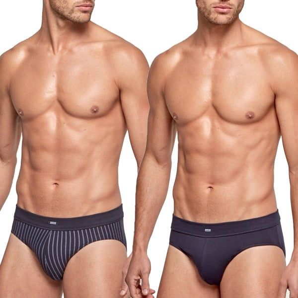 Duo slip en coton RAYÉ NOIR/NOIR
