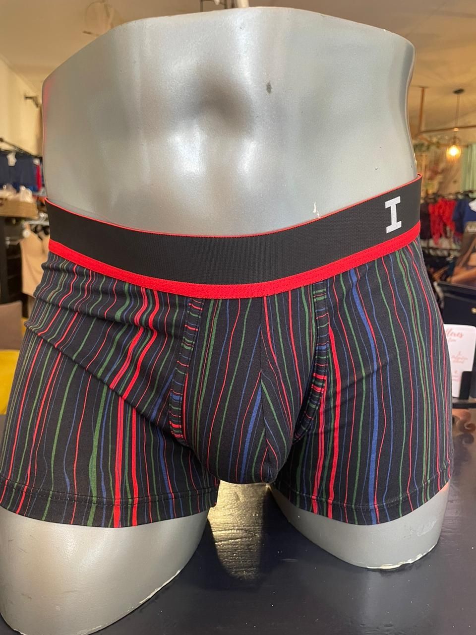 Boxer RAYÉ ROUGE/VERT
