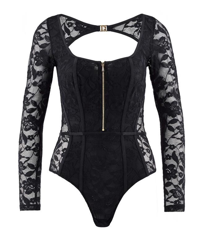 Body manches longues à dentelle