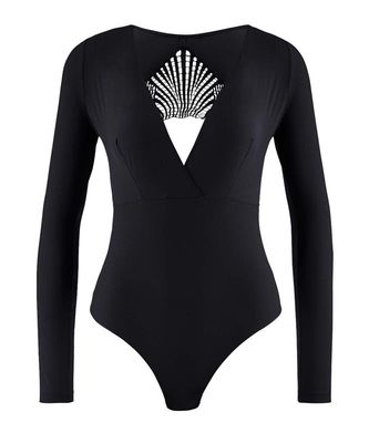 Body manches longues dos nue NOIR