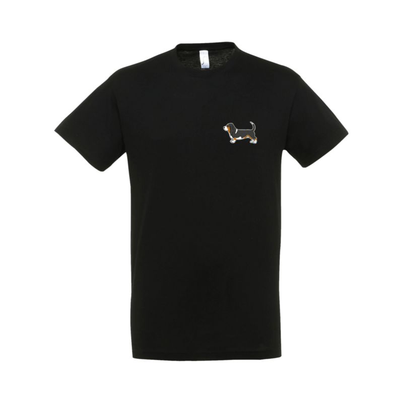 T-shirt | Basset Hound Driekleur (zwart) MAAT L