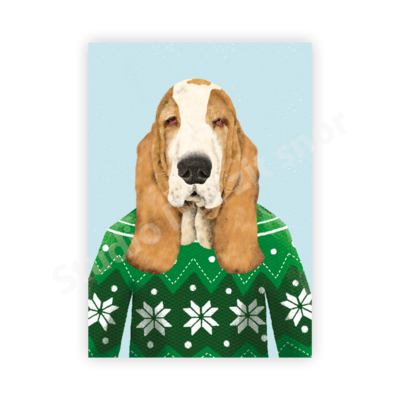 Kaart | Basset Hound Foute kersttrui Eddie