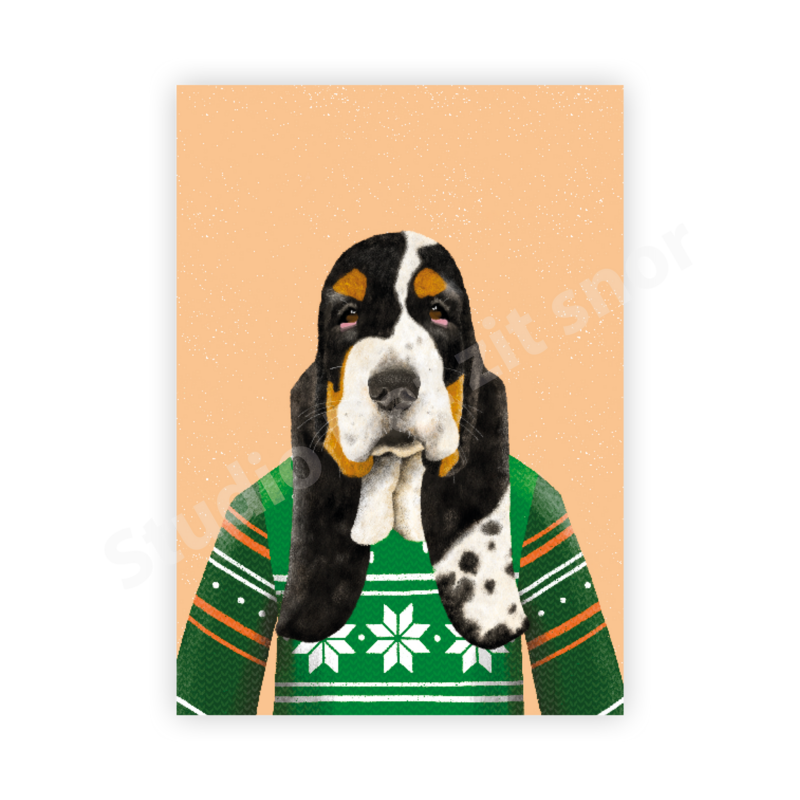 Kaart | Basset Hound Foute kersttrui Katoo