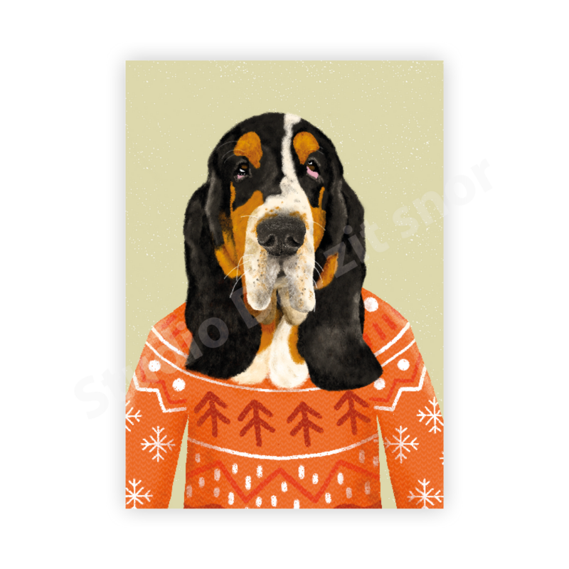 Kaart | Basset Hound Foute kersttrui Pietertje