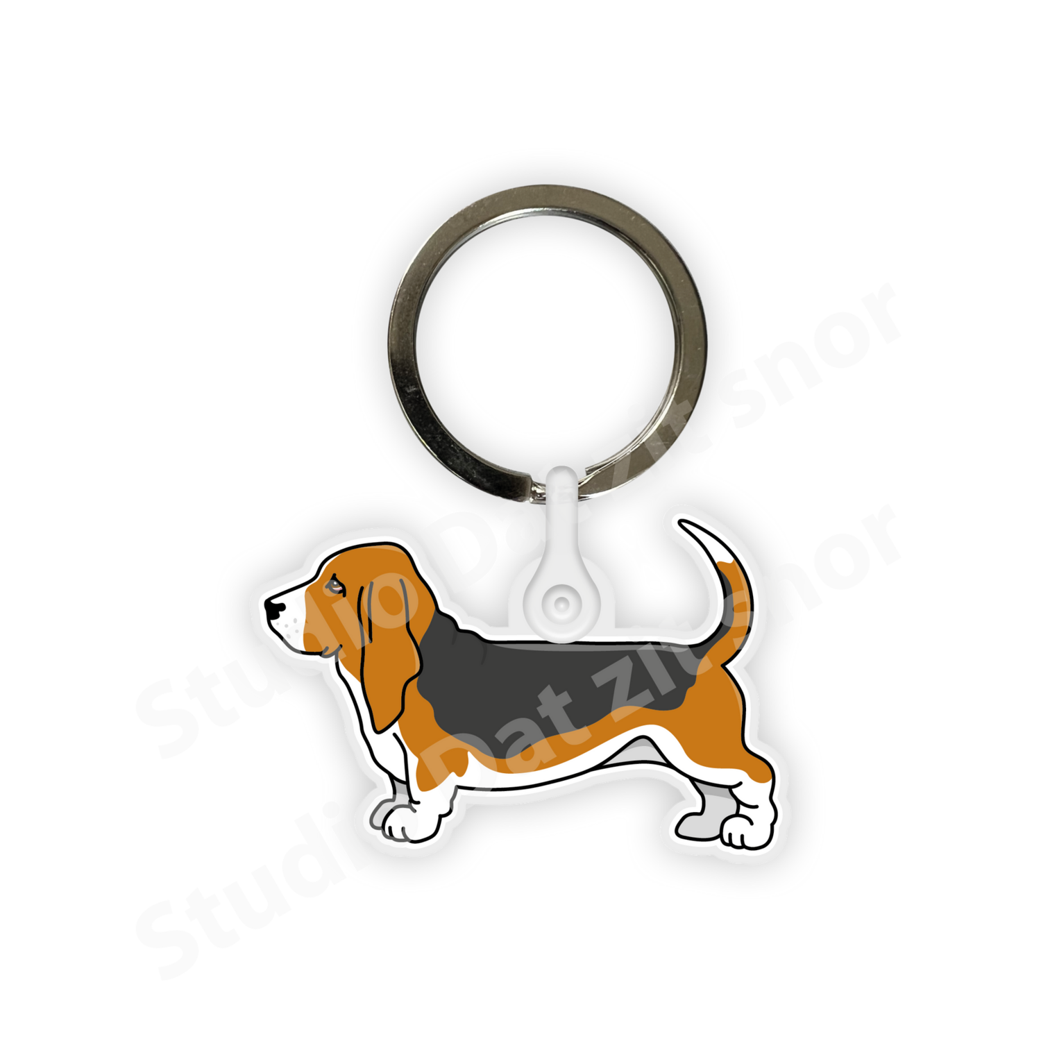 Sleutelhanger | Basset Hound Driekleur (vintage)