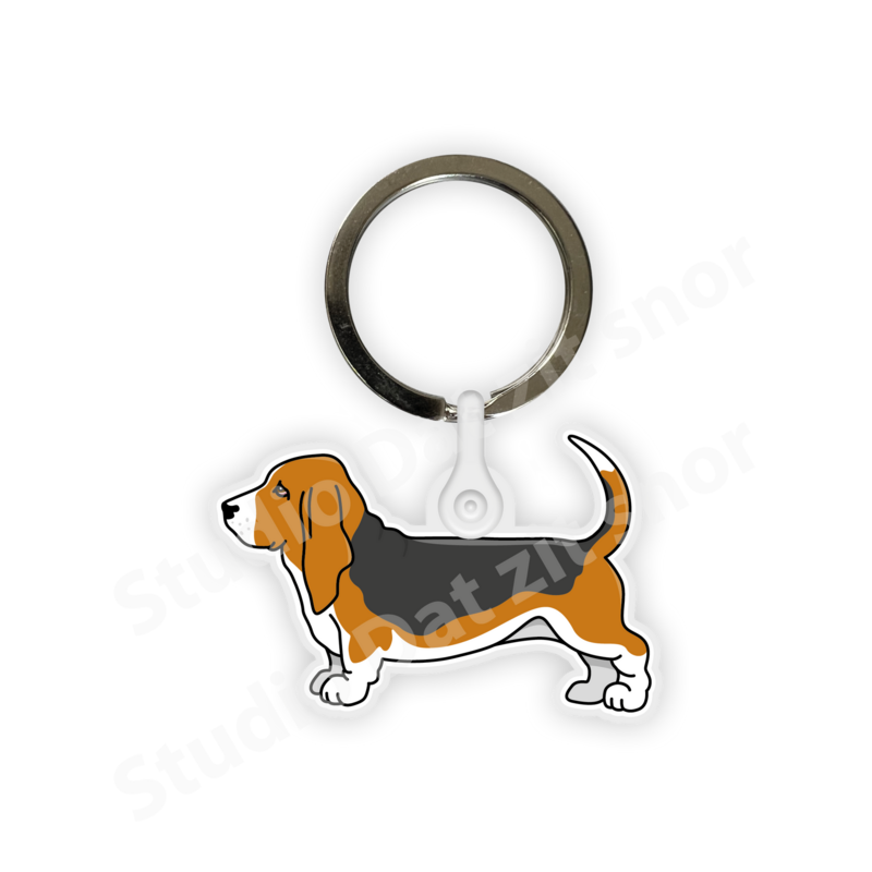 Sleutelhanger | Basset Hound Driekleur (vintage)