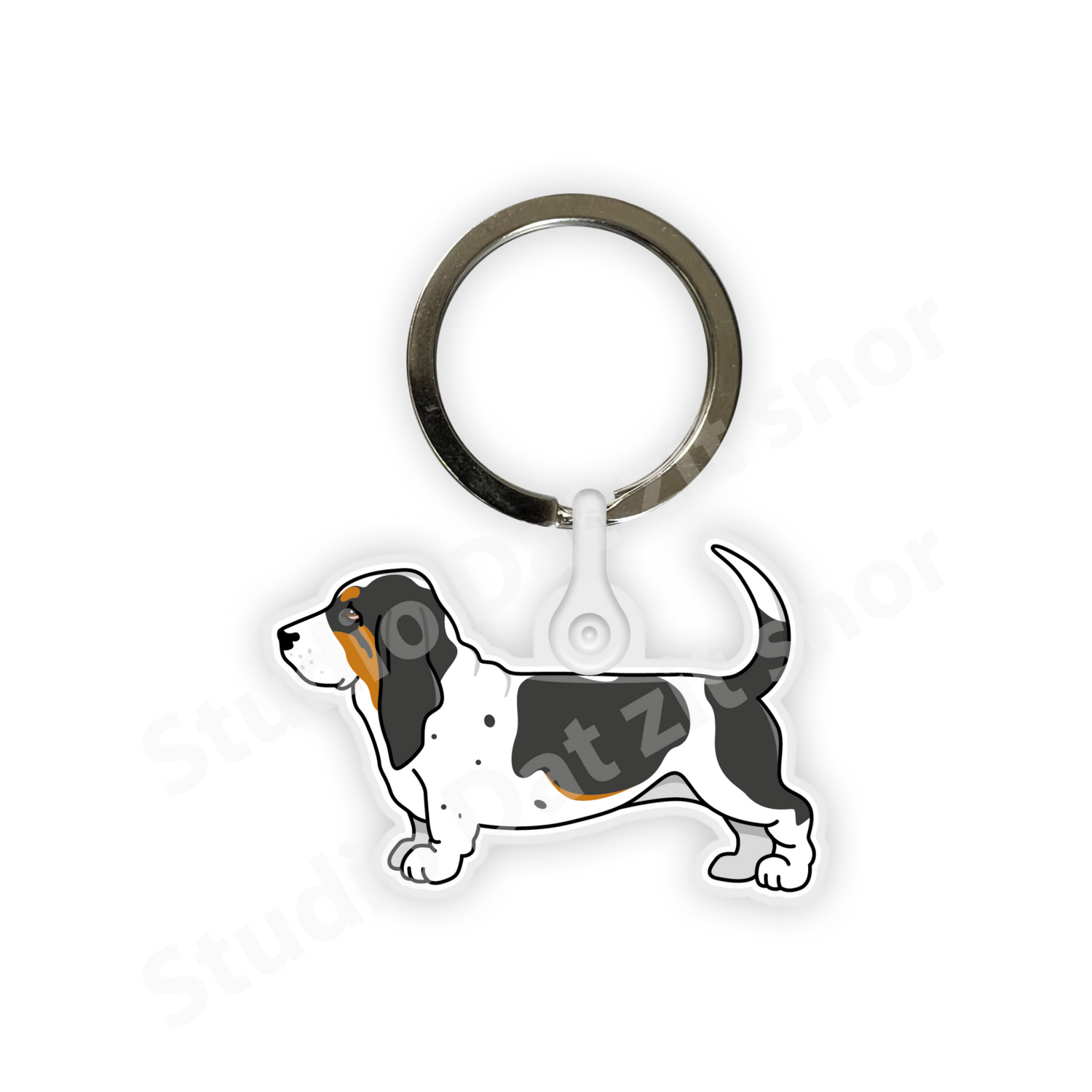 Sleutelhanger | Basset Hound Driekleur (gevlekt)