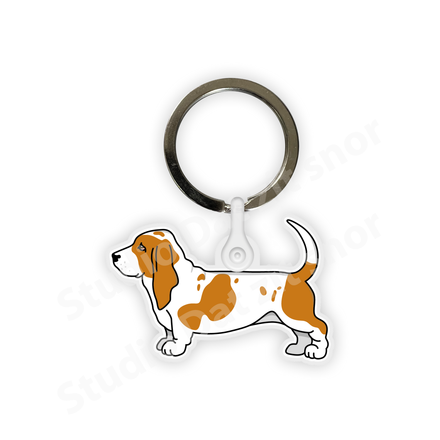 Sleutelhanger | Basset Hound Tweekleur (gevlekt)