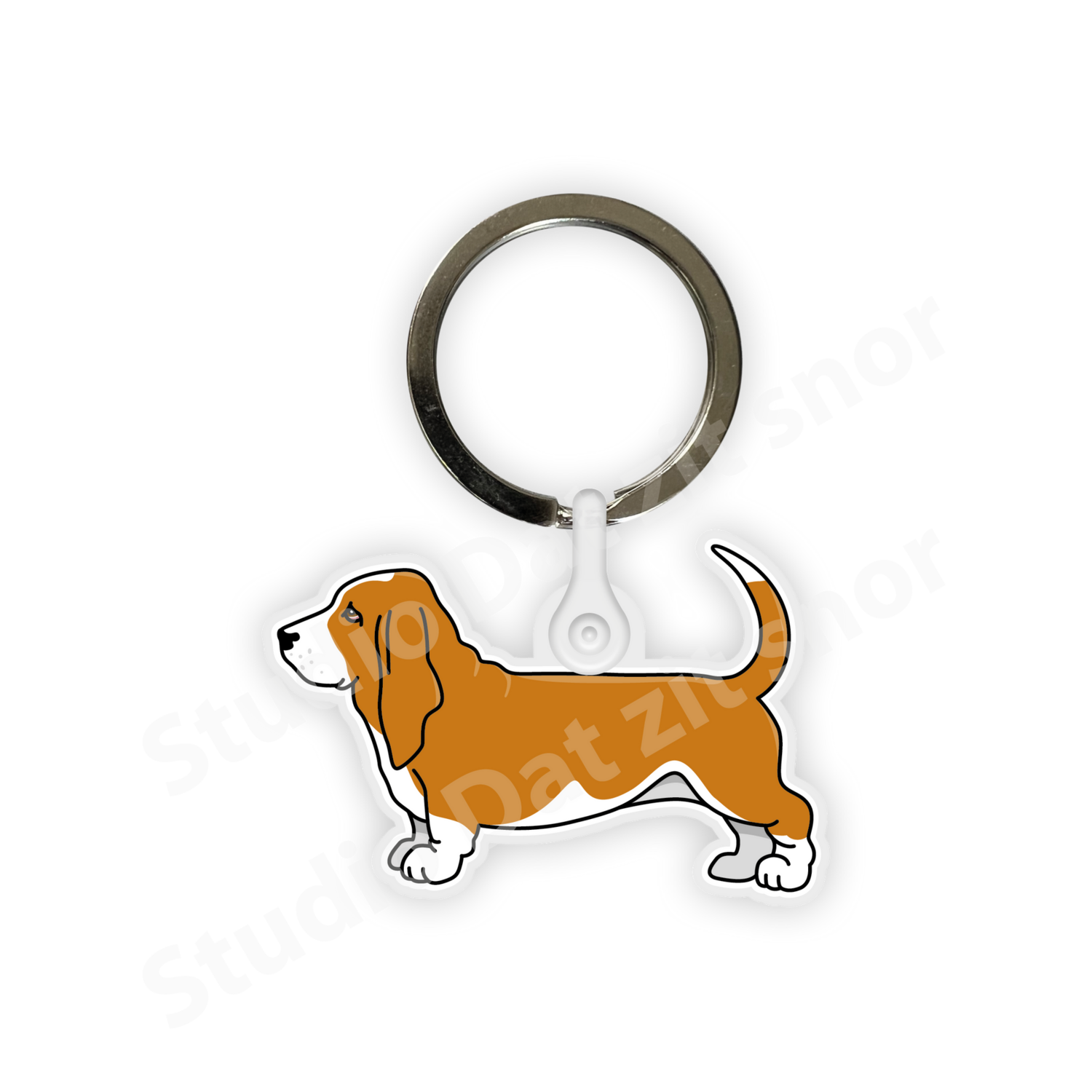 Sleutelhanger | Basset Hound Tweekleur (rood)