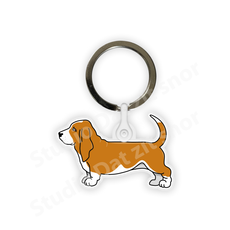 Sleutelhanger | Basset Hound Tweekleur (rood)