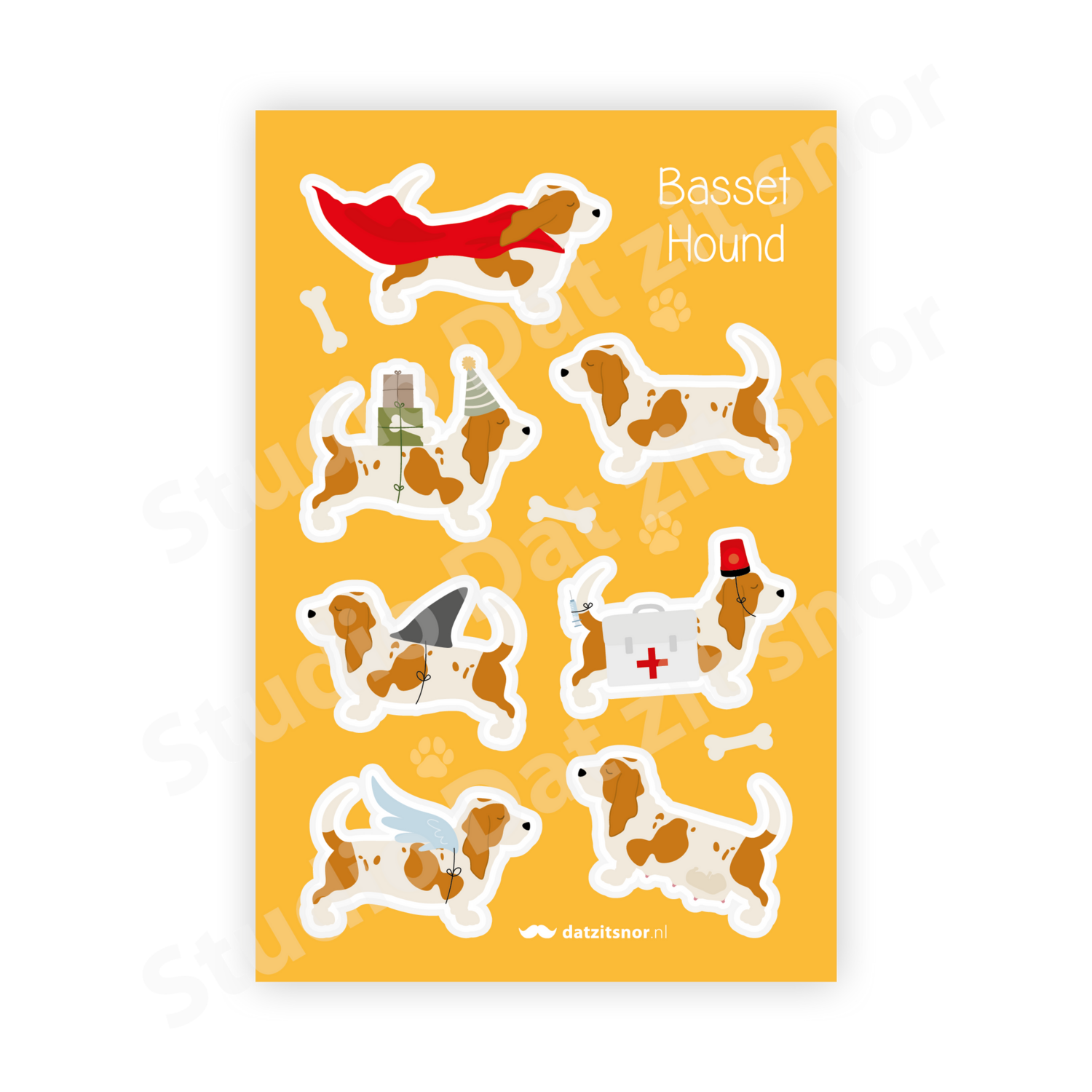 Stickervel | Basset Hound Figuren