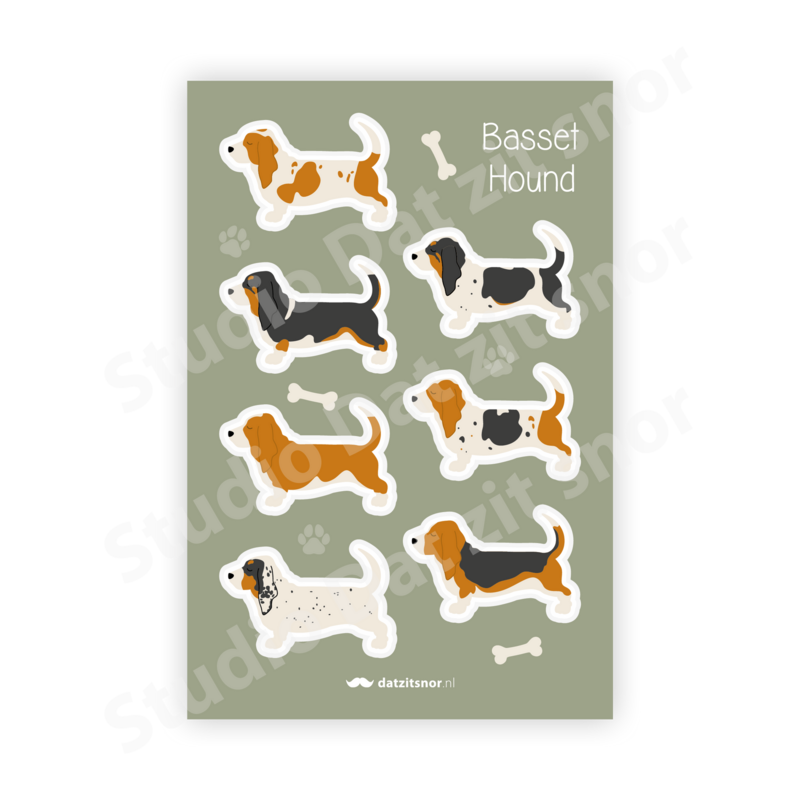 Stickervel | Basset Hound Kleuren