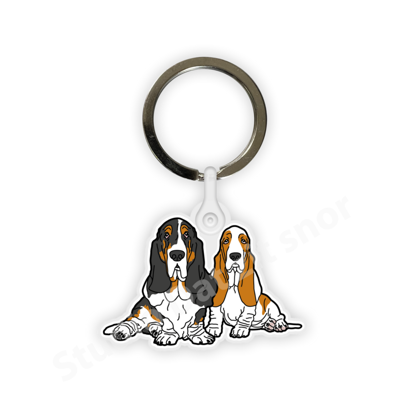 Sleutelhanger | Basset Hound Driekleur en tweekleur