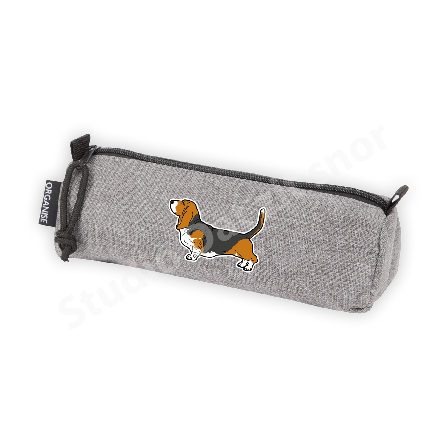 Etui | Basset Hound Driekleur vintage (grijs)