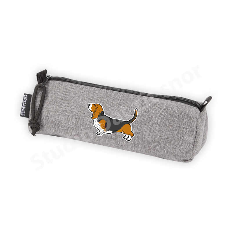 Etui | Basset Hound Driekleur vintage (grijs)