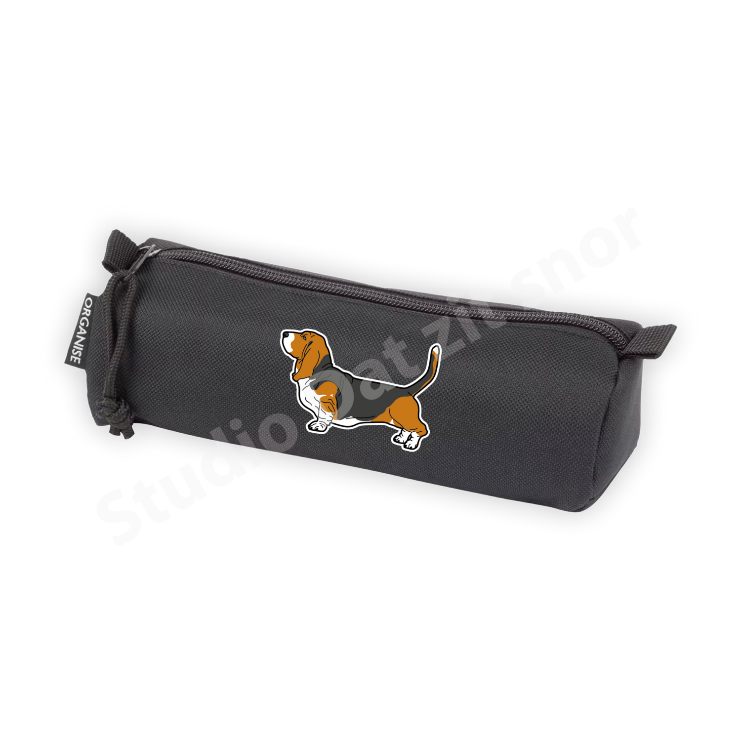 Etui | Basset Hound Driekleur vintage (zwart)