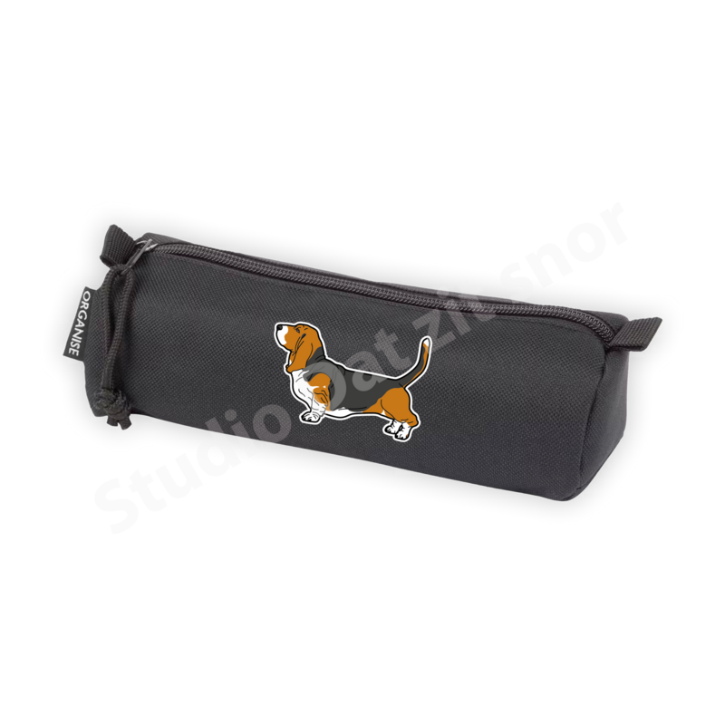 Etui | Basset Hound Driekleur vintage (zwart)