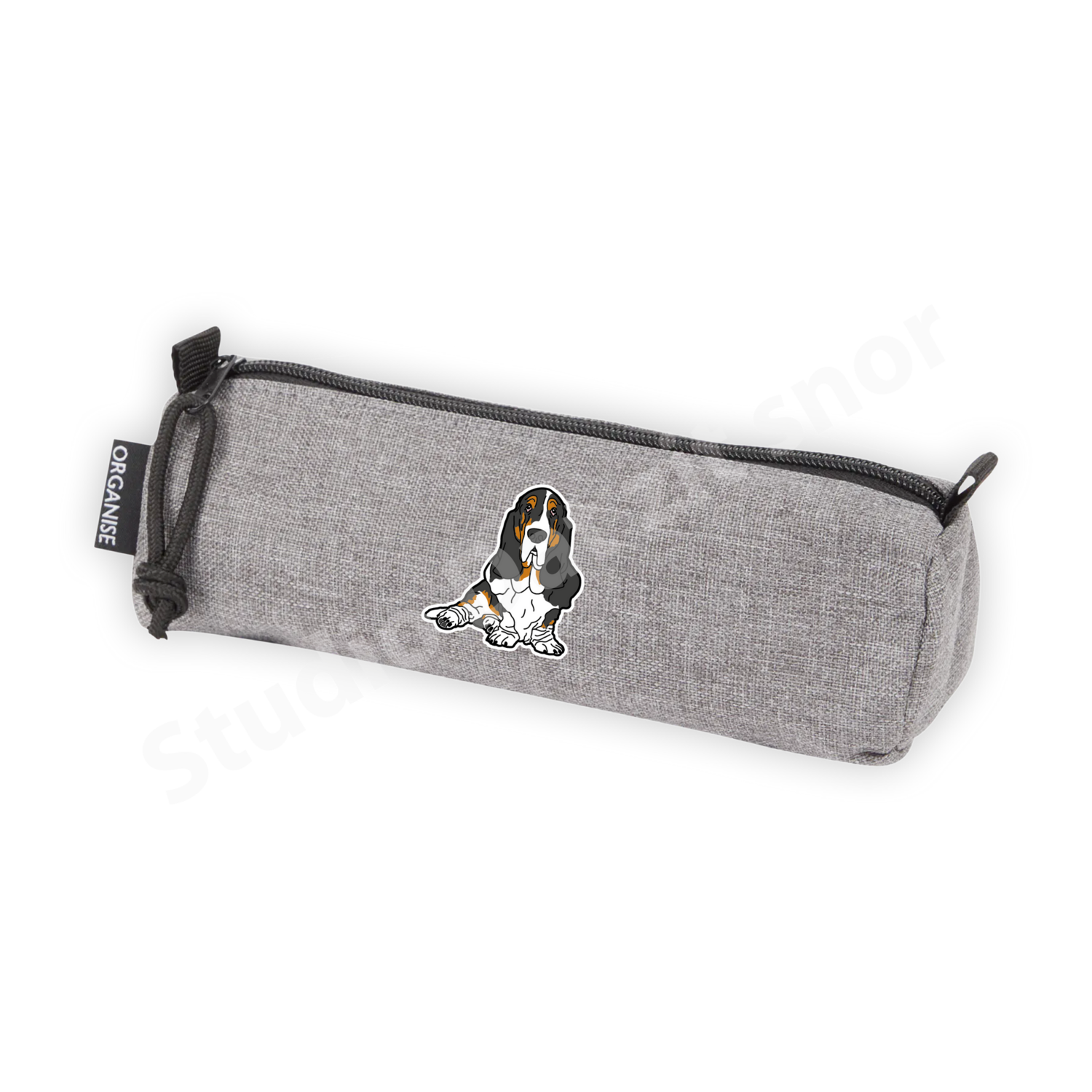 Etui | Basset Hound Driekleur zwart (grijs)