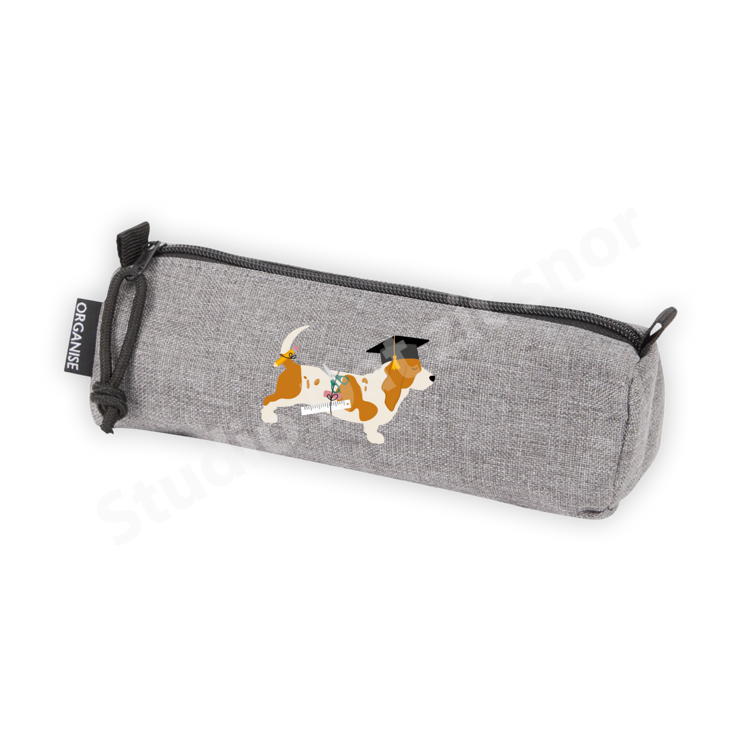 Etui | Basset Hound Tweekleur leerling (grijs)