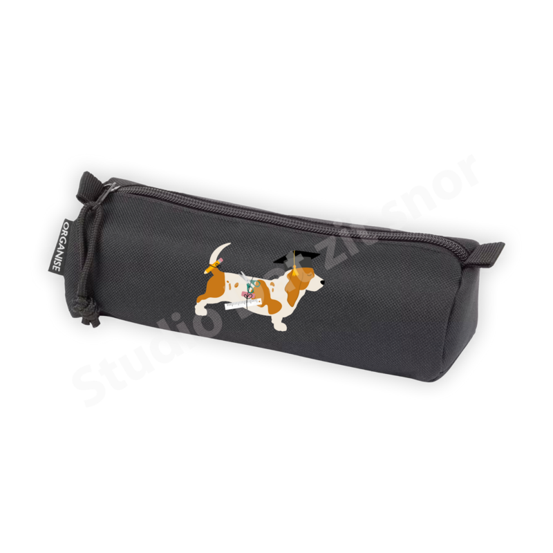 Etui | Basset Hound Tweekleur leerling (zwart)
