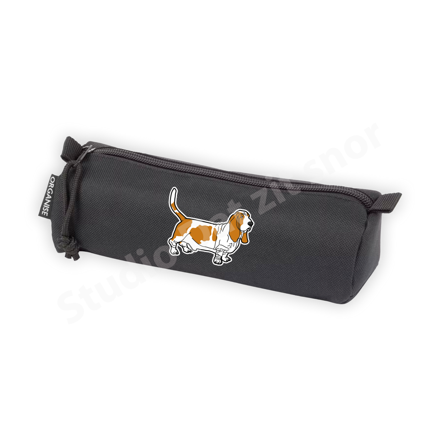 Etui | Basset Hound Tweekleur staand (zwart)