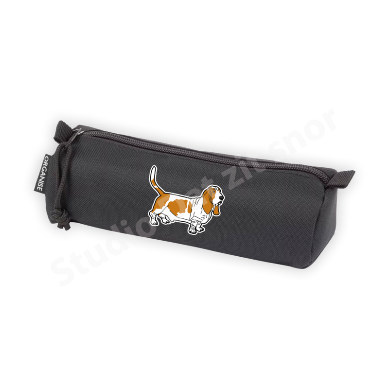 Etui | Basset Hound Tweekleur staand (zwart)