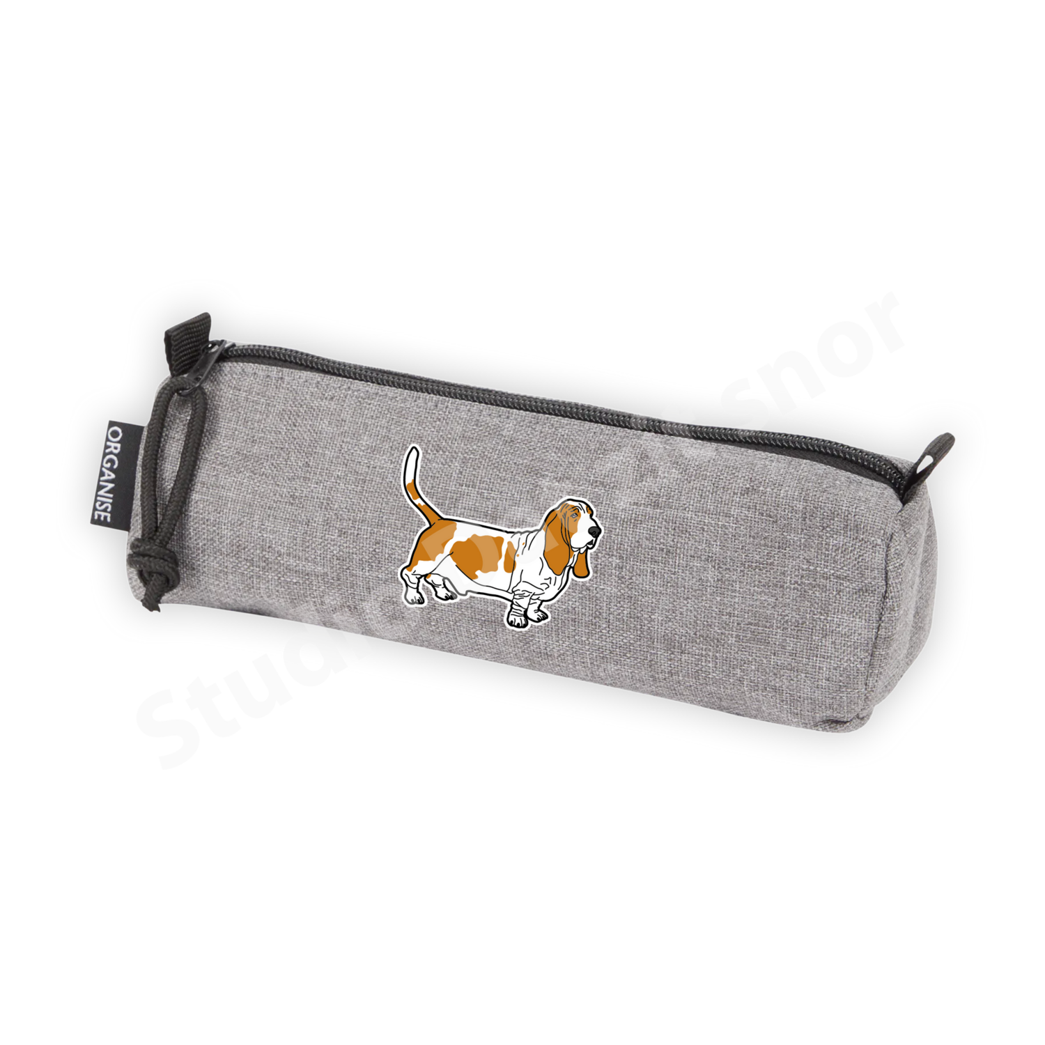 Etui | Basset Hound Tweekleur staand (grijs)